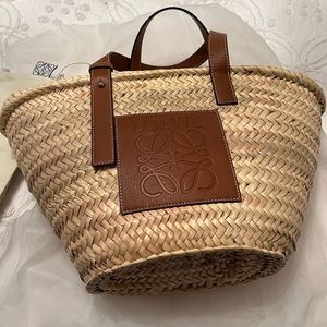 Loewe Raffia Basket Tote Tan